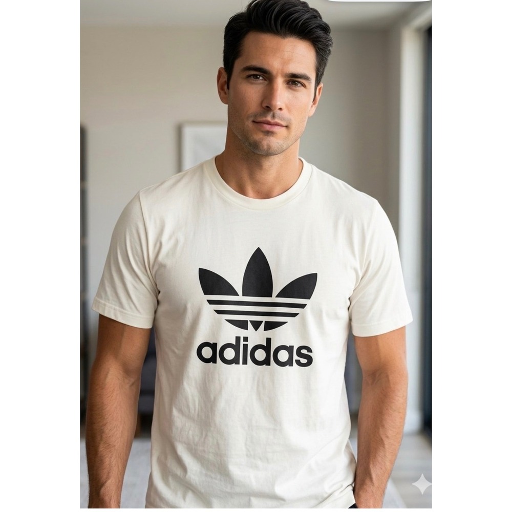 Adidas Originals Trefoil Logo T-Shirt Mens Medium White Black CW0710